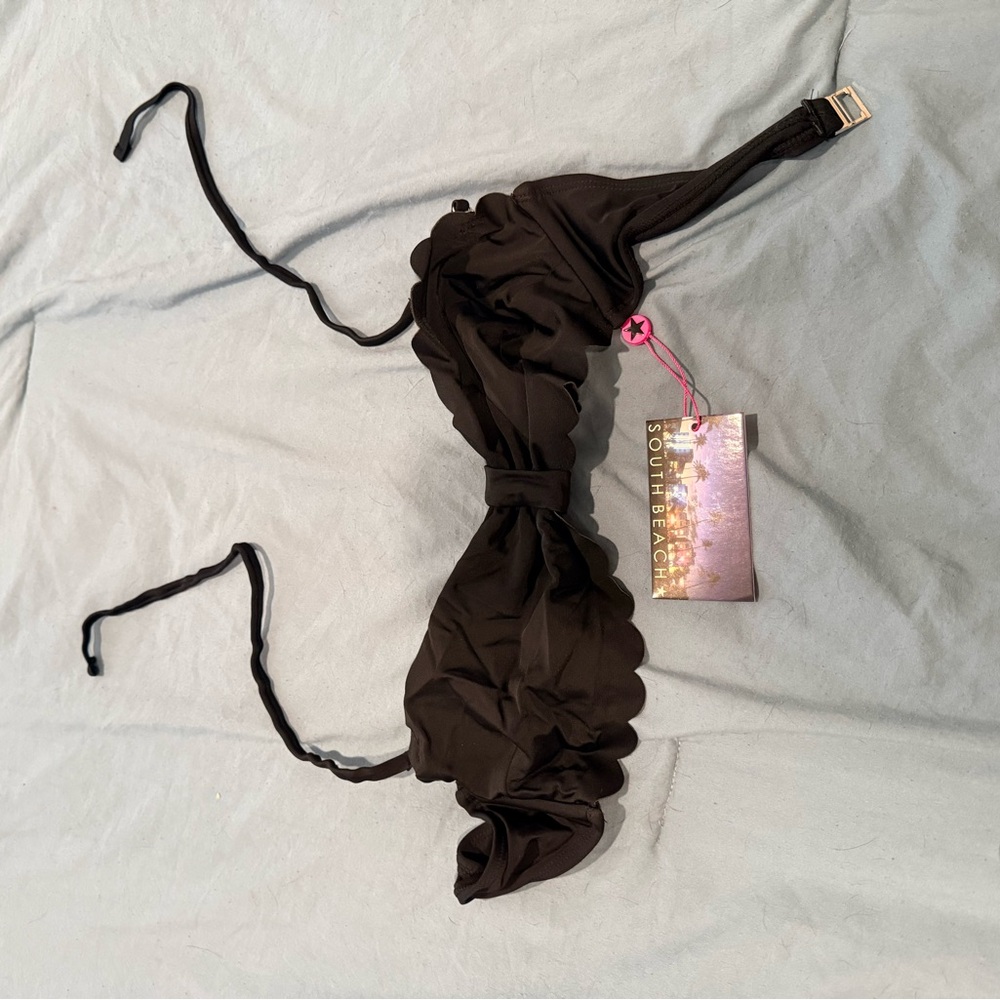 South Beach Black Scalloped Bikini Top